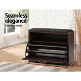 Artiss Shoe Rack Cabinet Bench15 Pairs Walnut Kyla - 45-Degree Angle