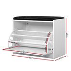 Artiss Shoe Rack Cabinet Bench 15 Pairs White Kyla, image 2