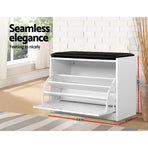 Artiss Shoe Rack Cabinet Bench 15 Pairs White Kyla, image 5