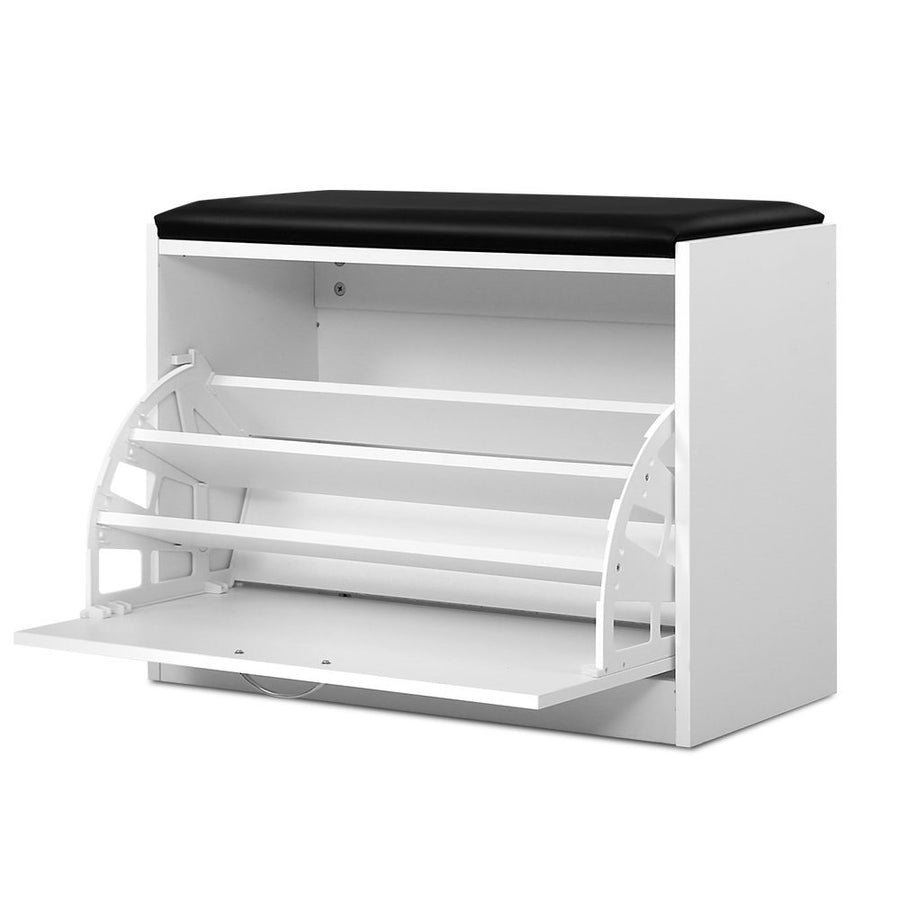 Artiss Shoe Rack Cabinet Bench 15 Pairs White Kyla, image 7