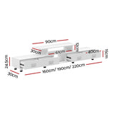 Artiss TV Cabinet Entertainment Unit Extendable 160CM To 220CM White - Top-Down View