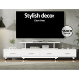 Artiss TV Cabinet Entertainment Unit Extendable 160CM To 220CM White - Rear View