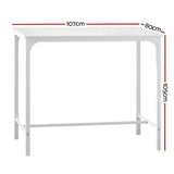 Artiss Bar Table Dining Desk High Kitchen Shelf Metal Legs Cafe Pub White - Top-Down View
