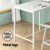 Artiss Bar Table Dining Desk High Kitchen Shelf Metal Legs Cafe Pub White - Close-Up Angle