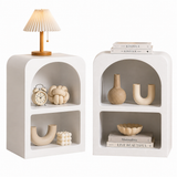 Artiss 2x Bedside Table 2 Shelves - ARCHED White - Front View
