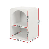 Artiss 2x Bedside Table 2 Shelves - ARCHED White - Side View
