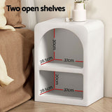 Artiss 2x Bedside Table 2 Shelves - ARCHED White - Close-Up Angle