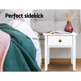 Artiss Bedside Table 1 Drawer - BOW White - 45-Degree Angle