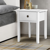 Artiss Bedside Table 1 Drawer - BOW White - Low Angle