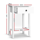 Artiss Bedside Table 1 Drawer with Shelf - BOWIE White - Top-Down View