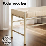 Artiss Dining Bench Paper Rope Seat Wooden Chair 100cm - Rear View