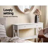 Artiss Console Table 2 Drawers 100CM White Chole - Rear View