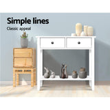 Artiss Console Table 2 Drawers 80CM White Chole - Top-Down View