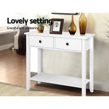 Artiss Console Table 2 Drawers 80CM White Chole - 45-Degree Angle