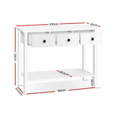 Artiss Console Table 3 Drawers 100CM White Chole - Side View