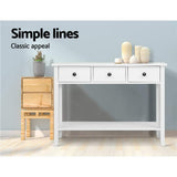 Artiss Console Table 3 Drawers 100CM White Chole - Top-Down View
