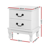 Artiss Bedside Table 2 Drawers - KUBI White - Side View