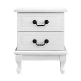Artiss Bedside Table 2 Drawers - KUBI White - Top-Down View
