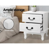 Artiss Bedside Table 2 Drawers - KUBI White - Rear View