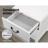 Artiss Bedside Table 2 Drawers - KUBI White - Close-Up Angle
