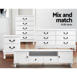 Artiss Bedside Table 2 Drawers - KUBI White - Low Angle