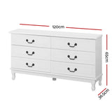 Artiss 6 Chest of Drawers - KUBI White - Front View