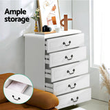 Artiss 5 Chest of Drawers - KUBI White - Rear View