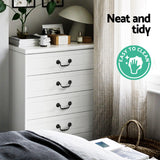 Artiss 5 Chest of Drawers - KUBI White - Close-Up Angle