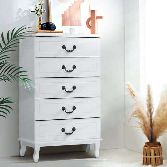 Artiss 5 Chest of Drawers - KUBI White
