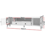 Artiss TV Cabinet Entertainment Unit 160cm White Kubi - Top-Down View