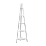 Artiss Bookshelf Corner Shelf 5 Tiers - CANE White - Side View