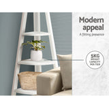 Artiss Bookshelf Corner Shelf 5 Tiers - CANE White - 45-Degree Angle