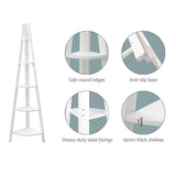 Artiss Bookshelf Corner Shelf 5 Tiers - CANE White - Rear View