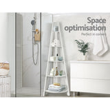 Artiss Bookshelf Corner Shelf 5 Tiers - CANE White - Close-Up Angle
