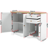 Artiss Buffet Sideboard 3 Doors - BERNE White - Side View