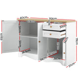 Artiss Buffet Sideboard 3 Doors - BERNE White - Top-Down View