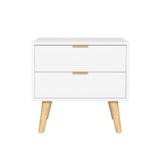 Artiss Bedside Table 2 Drawers - White - Side View