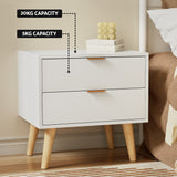 Artiss Bedside Table 2 Drawers - White - 45-Degree Angle