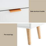 Artiss Bedside Table 2 Drawers - White - Rear View