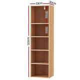 Artiss Bookshelf 5 Tiers MILO Pine - Top-Down View