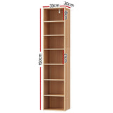 Artiss Bookshelf 7 Tiers MILO Pine - Top-Down View