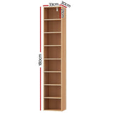 Artiss Bookshelf 8 Tiers MILO Pine - Top-Down View