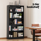 Artiss Bookshelf 5 Tiers ANTON Black - Rear View