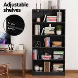 Artiss Bookshelf 5 Tiers ANTON Black - Low Angle