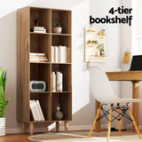 Artiss Bookshelf Bookcase 4 Tiers LEOR Walnut - Rear View