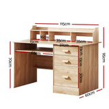 Artiss Computer Desk Office Study Desks Table Shelf Drawer - Front View