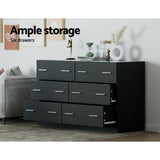 Artiss 6 Chest of Drawers - VEDA Black - Rear View