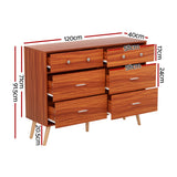 Artiss 6 Chest of Drawers Storage Cabinet Walnut - Top-Down View
