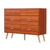Artiss 6 Chest of Drawers Storage Cabinet Walnut - Rear View
