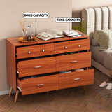 Artiss 6 Chest of Drawers Storage Cabinet Walnut - Close-Up Angle